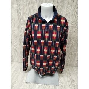 Bugle Boy Long Sleeve Fleece Shirt‎ Mens MEDIUM 1/4 Zip Pullover Casual Vintage